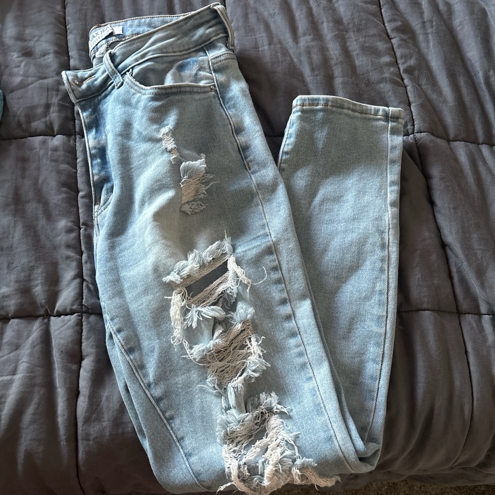 Wax Jean Women's Ripped Light Blue Skinny Jeans